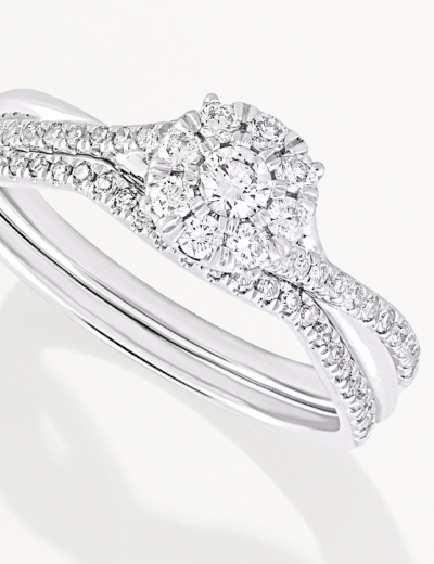 Multi-Diamond Center Bridal Set 1/2 ct tw 10K White Gold