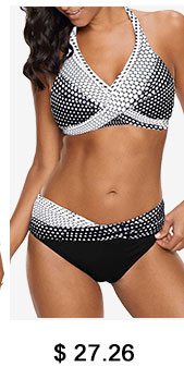 Polka Dot Print Halter Neck Bikini Set