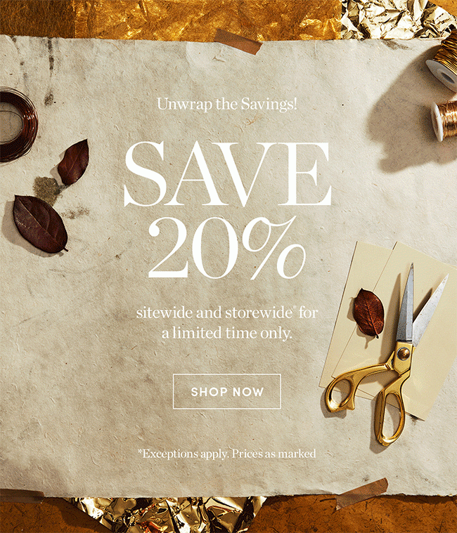 SAVE 20% sidewide | Shop Now >