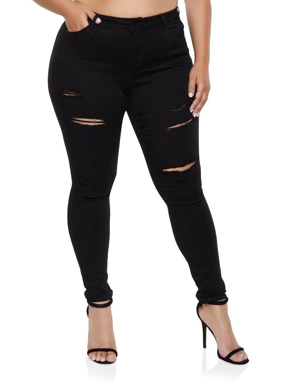 Plus Size WAX Ripped Jeans