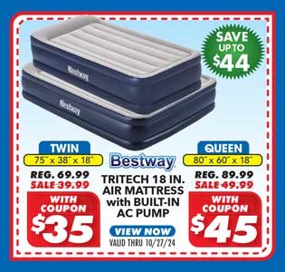 Bestway Tritech Air Mattress Twin or Queen 18'' with Built-in AC Pump