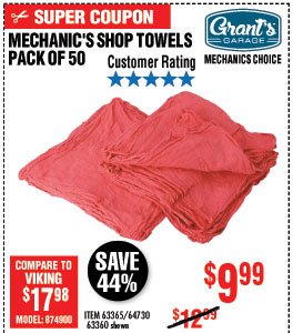 Mechanic's Shop Towels 14x13 50 Pk. 