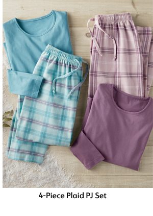4-Piece Plaid PJ Set