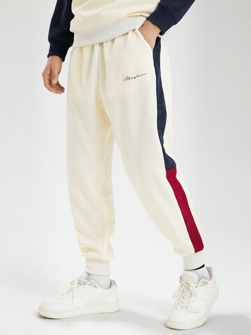 Corduroy Embroidered Contrast Pants