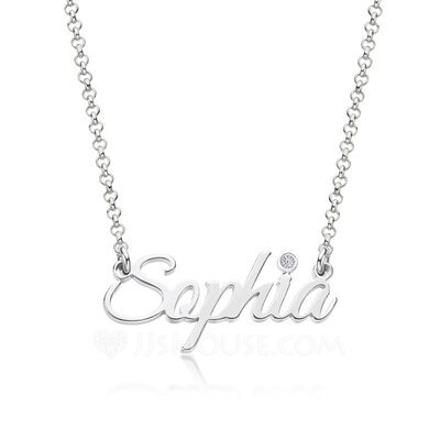Custom Silver Letter Name Necklace Birthstone Necklace With ...