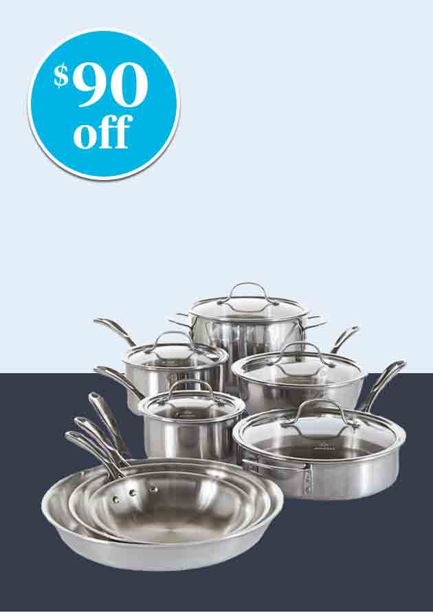 $90 off Calphalon Tri-Ply Stainless Steel 13-Piece Cookware Set