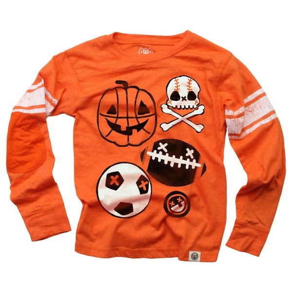 Wes & Willy Boys Pumpkin Orange Halloween Sports Jersey 3T