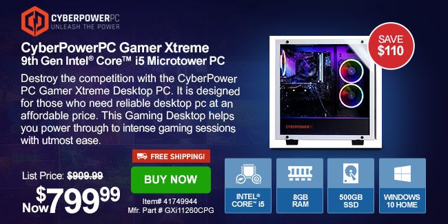 CyberPowerPC 8GB DDR4 Core™ i5 Desktop | 41749944 | Shop Now