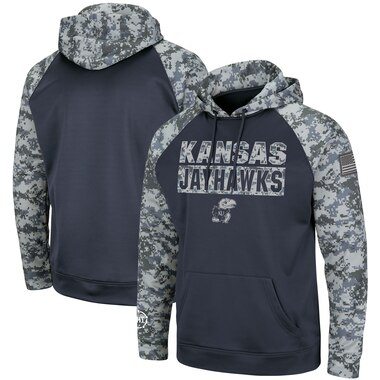 Kansas Jayhawks Colosseum OHT Military Appreciation Digi Camo Raglan Pullover Hoodie - Charcoal/Camo