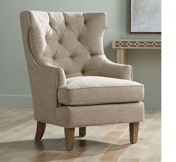 Reese Studio Oatmeal High-Back Accent Chair 