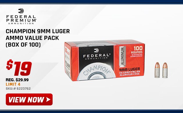 Federal Champion 9mm Luger Ammo Value Pack (box of 100)