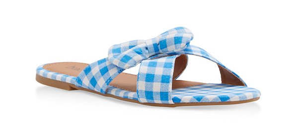 Gingham Print Bow Slide Sandals