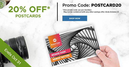 20% OFF* Postcards. Promo Code: POSTCARD20 *One promo code use per member. May not be combined with any other savings offer. Ends October 31. Shop Now
