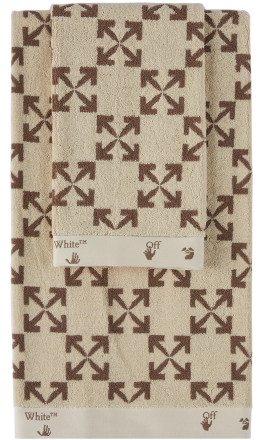 Off-White - Beige & Brown Arrow Pattern Towel Set