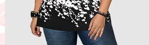 Plus Size Floral Print Lace Panel T Shirt 