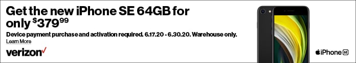 Get the New iPhone SE 64GB $379.99 Warehouse only. Valid through 6/30/20. Device payment purchase required.