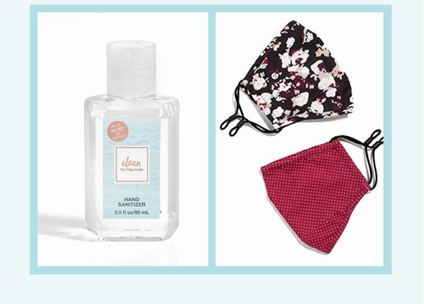 maurices hand sanitizer and face masks.