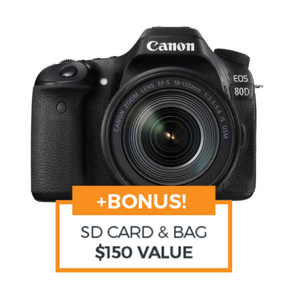 CANON EOS 80D W/EF-S 18-135 IS USM LENS