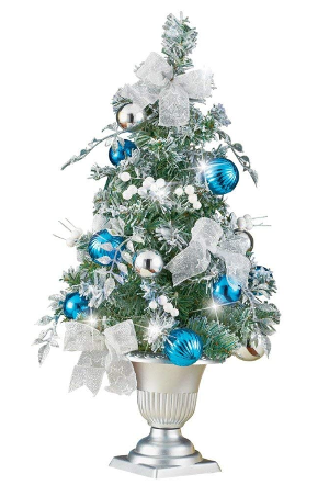 Frosted Blue and Silver Tabletop Christmas Tree