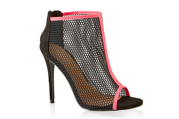 Fishnet Peep Toe High Heel Booties