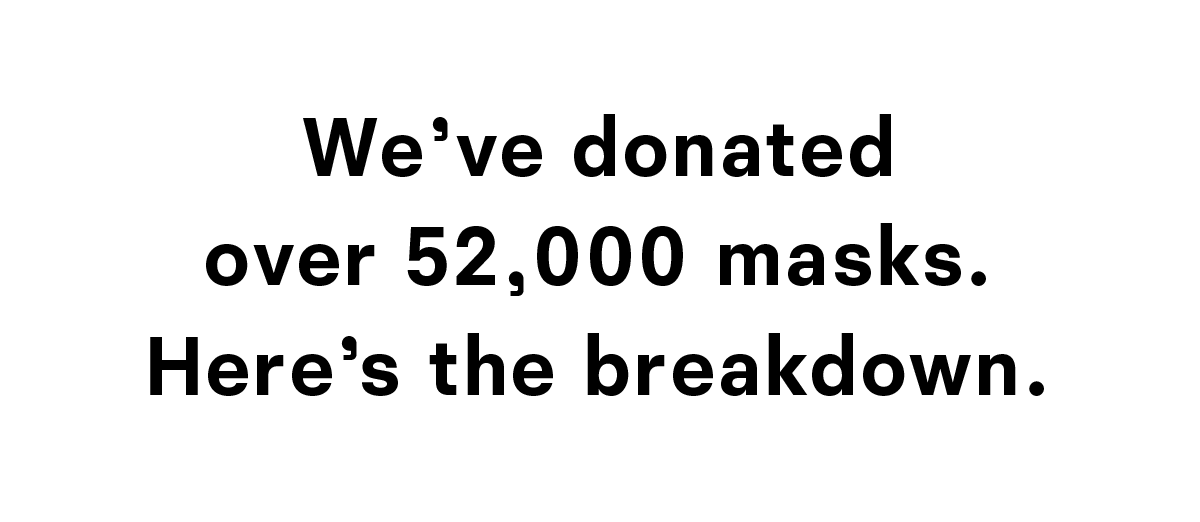 We have donated over 52,000 masks