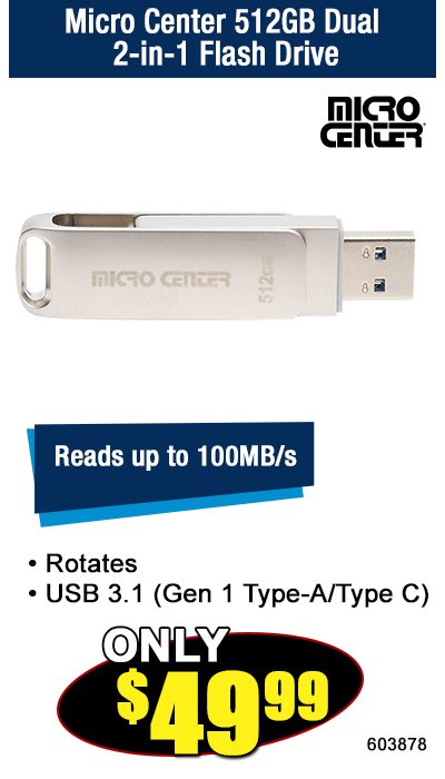 Micro Center 512GB Dual 2-in-1 Flash Drive