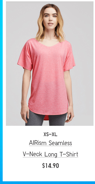 AIRISM SEAMLESS V-NECK LONG T-SHIRT $14.90