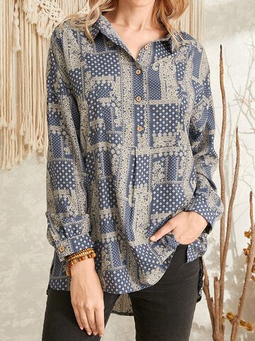 Paisley Pattern Loose Button Shirt