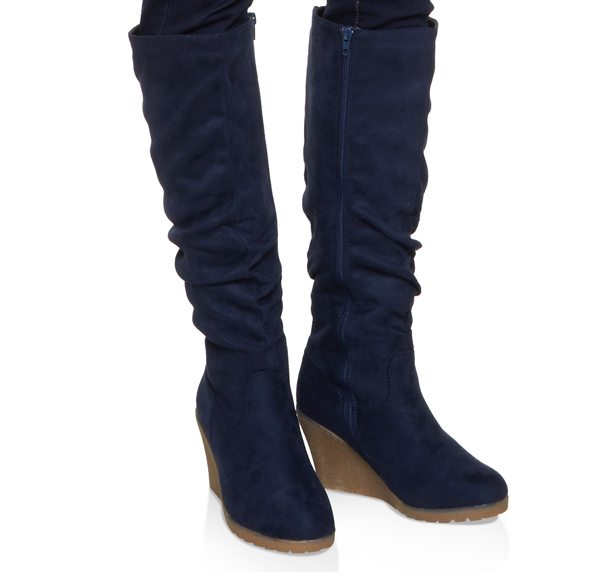 Tall Ruched Wedge Boots