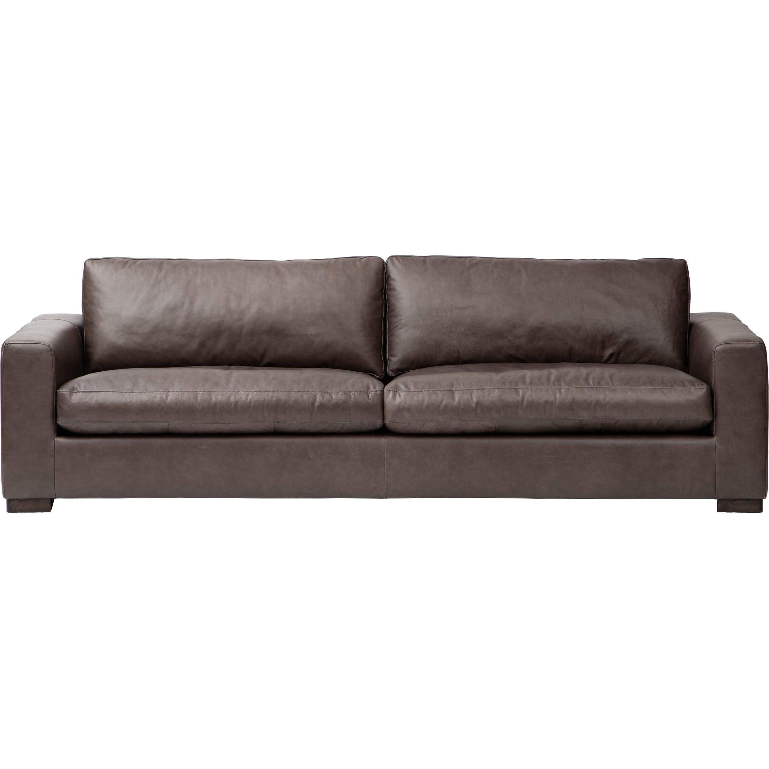 Image of Paul Leather Sofa, Marseille Concrete