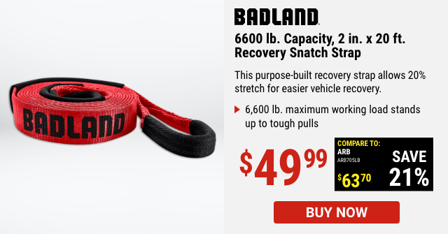 6600 lb. Capacity, 2 in. x 20 ft. Recovery Snatch Strap