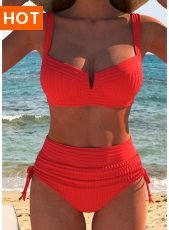 ROTITA Tie Square Neck Red Bikini Set