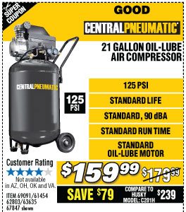 View 21 gal. 2.5 HP 125 PSI Cast Iron Vertical Air Compressor