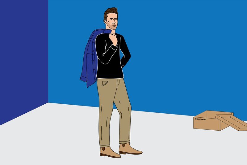 illustrated clay skipper with jacket slung over his shoulder