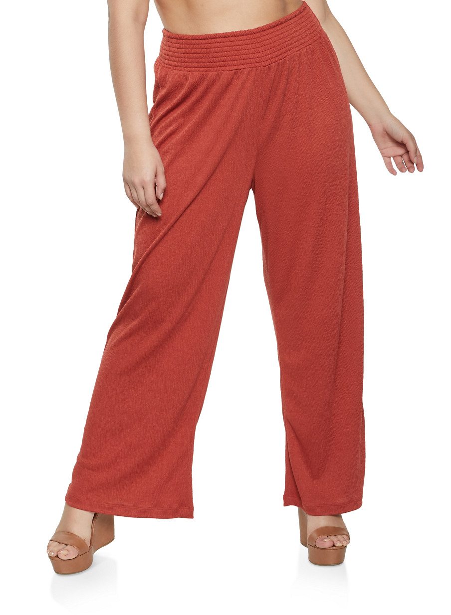 Plus Size Palazzo Pants Textured Knit