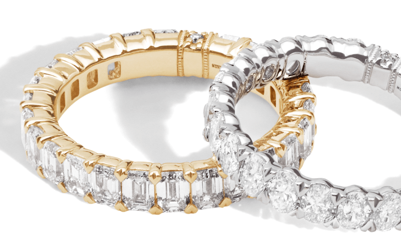 Monique Lhuillier Bliss Emerald-Cut Lab-Grown Diamond Eternity Ring 3 ct tw 18K Yellow Gold