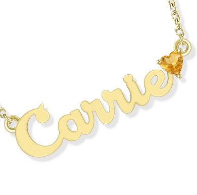 Heart-Shaped Birthstone Name Necklace 18''