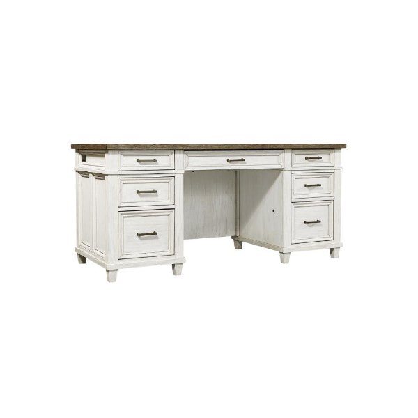 Caraway Antique White Executive Desk