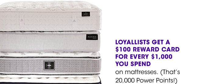 LOYALLISTS GET A $100 REWARD CARD FOR EVERY $1,000