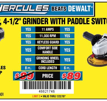 4-1/2 in. 11 Amp Heavy Duty Angle Grinder with Paddle Switch