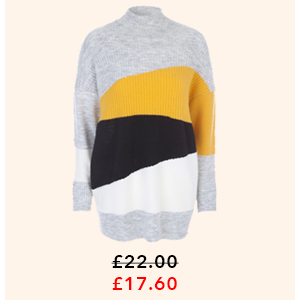 womens mustard colourblock jumper