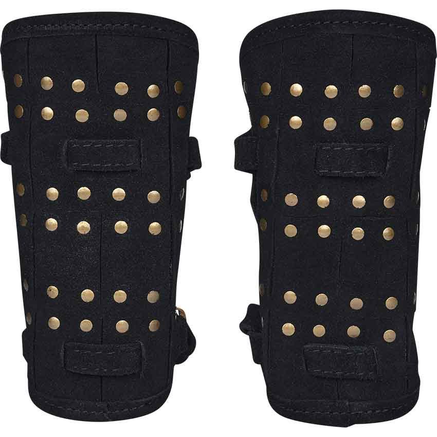 Image of Studded Fighter Leather Bracers - Black