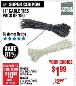 View 11 in. Black Cable Ties 100 Pk.