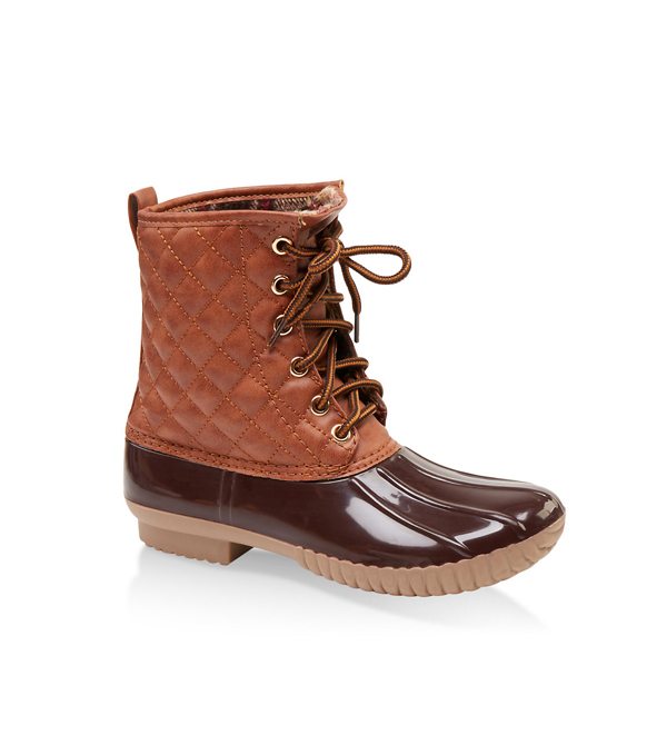 Quilted Lace Up Weatherproof Duck Boots