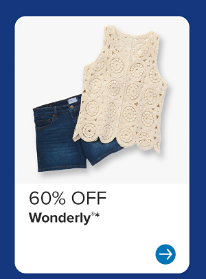 Image of a white top and denim shorts. 60% off Wonderly