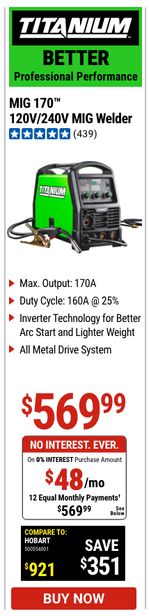 MIG 170 Professional Welder with 120/240 Volt Input