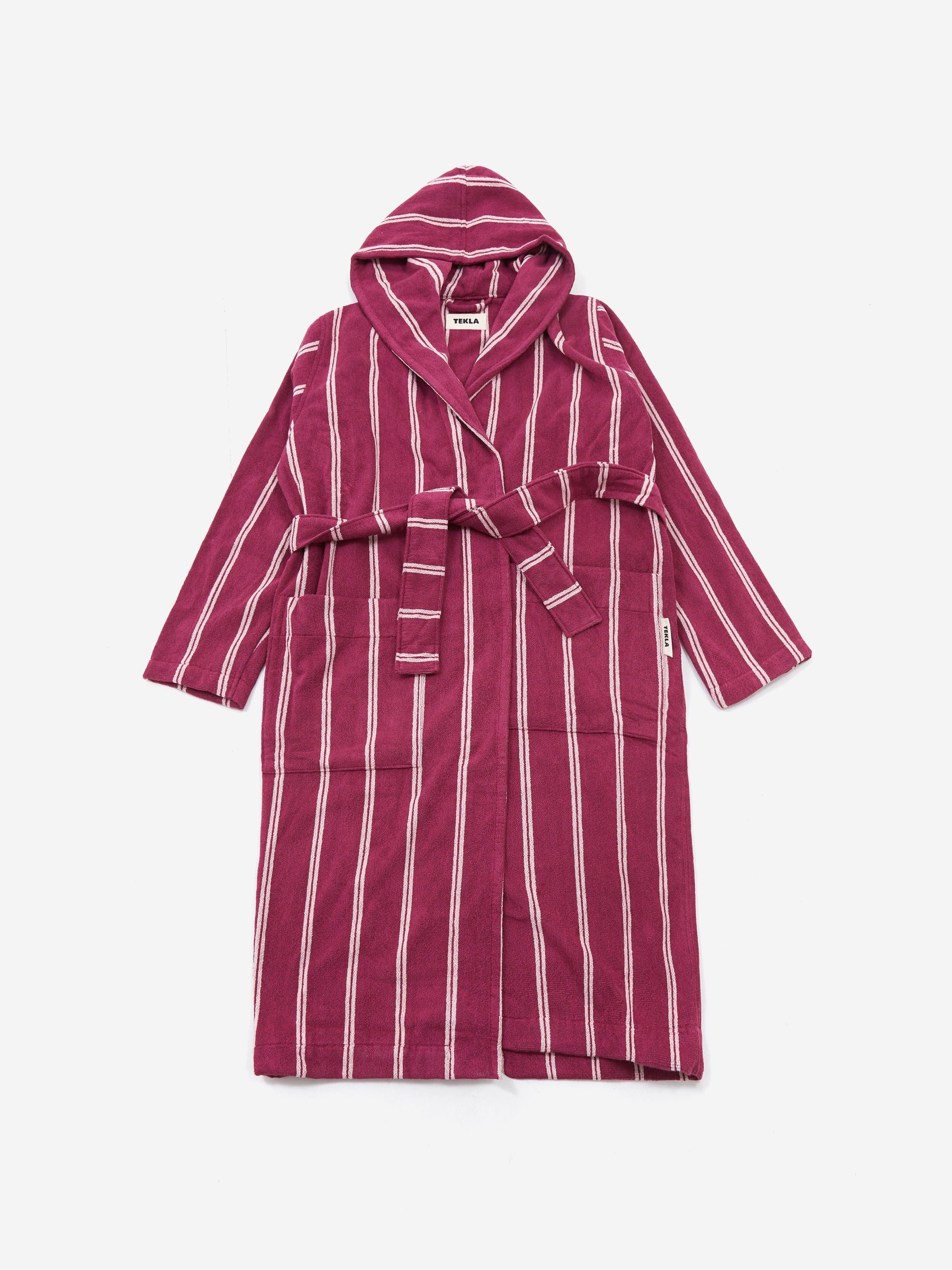 Image of TEKLA Hooded Striped Bathrobe - Venice