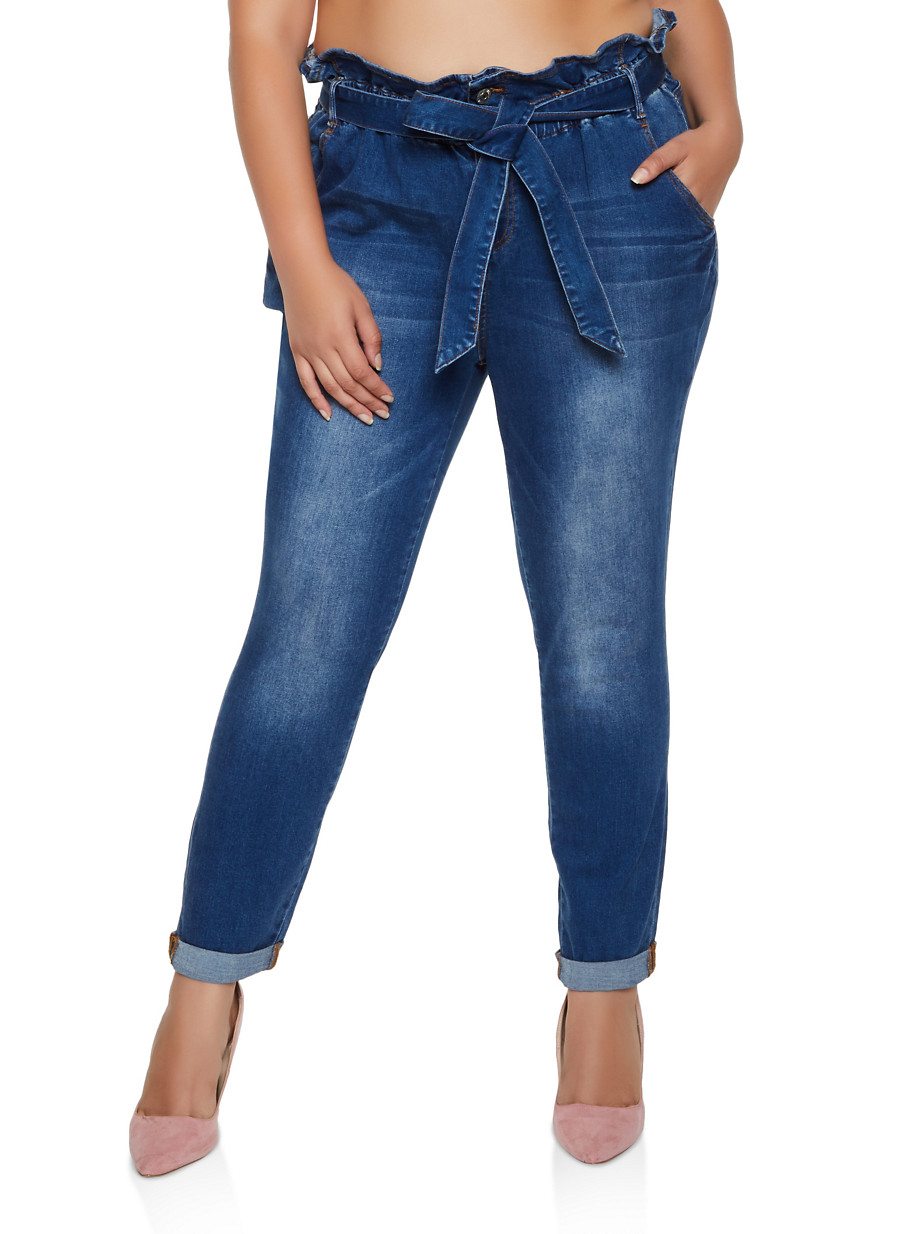 Plus Size Almost Famous Paper Bag Waist Jeans