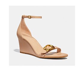 Tan wedge heel shoes