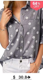 Turndown Collar Polka Dot Print Shirt